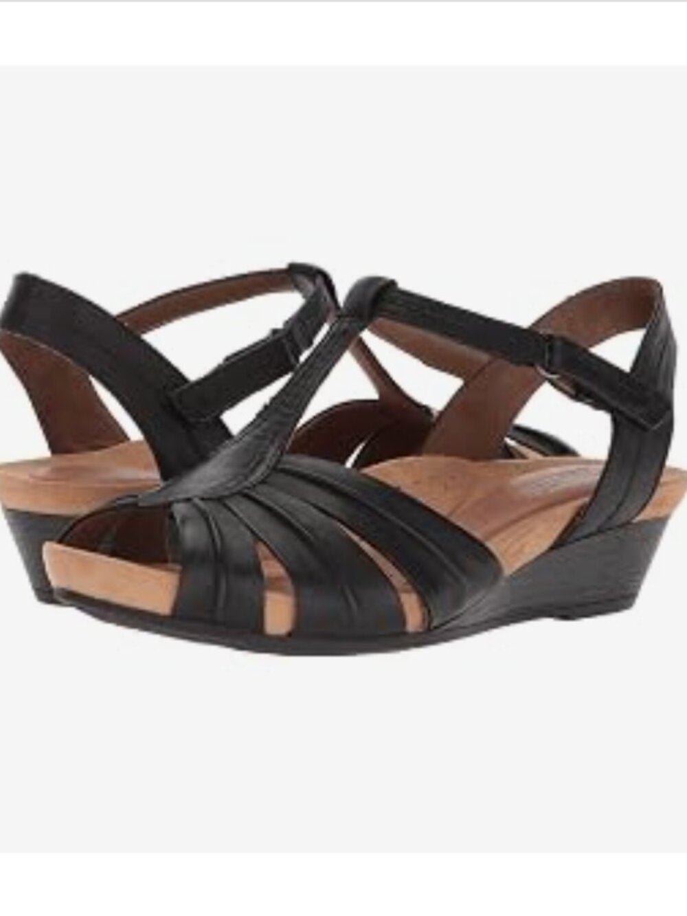 Cobb Hilll Hollywood Pleat T black sandals womens size 9